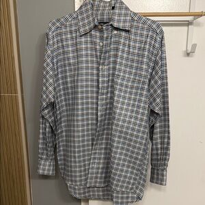 Burberry Blue and White Casual Button Down Shirt